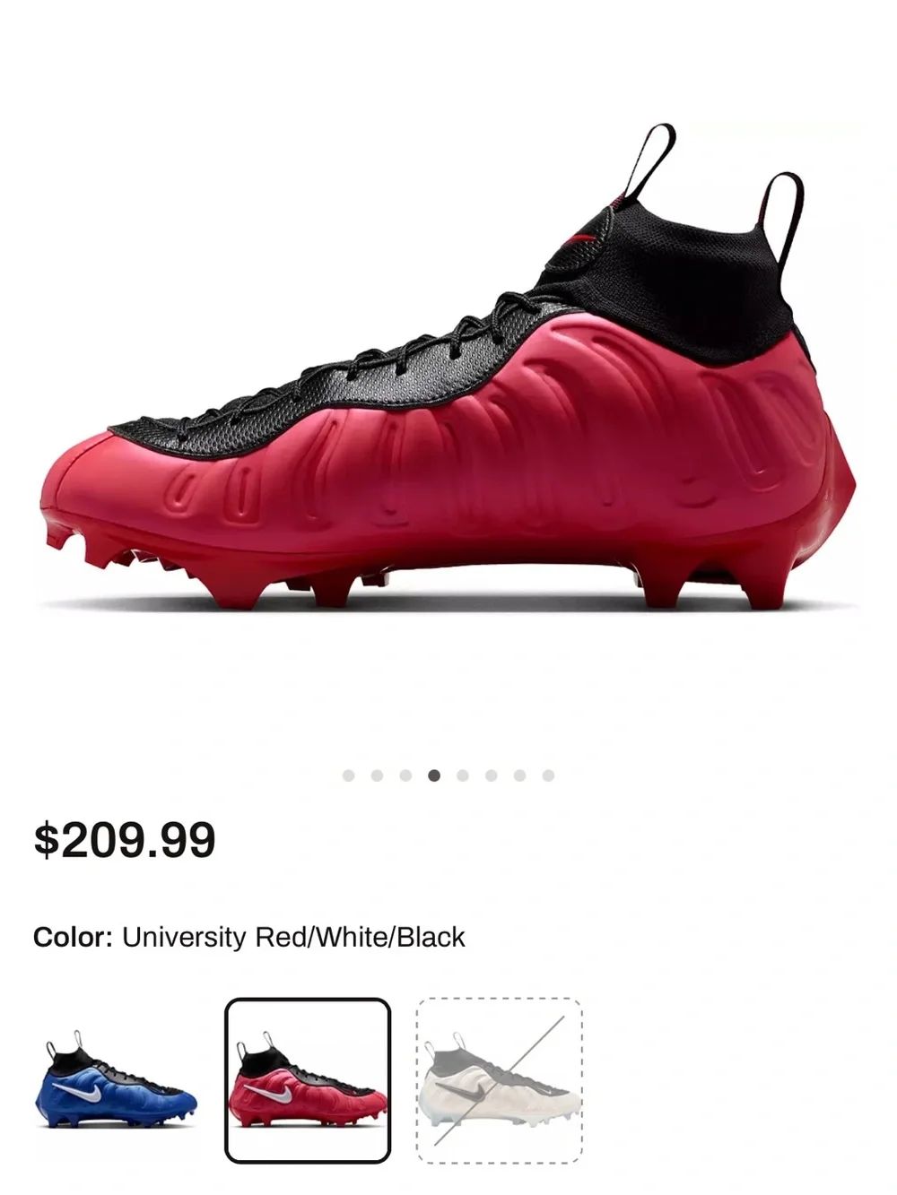 Nike Men’s red and Black Football Cleats with Silver Swoosh Nike Vaporposite